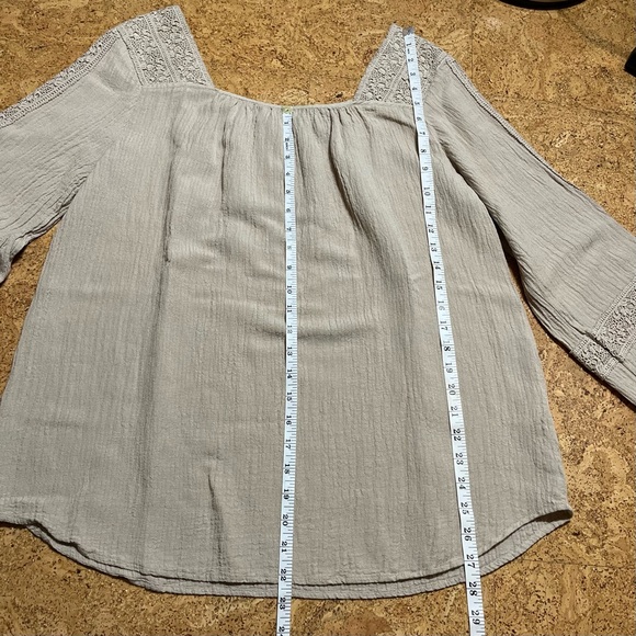 Soft Surroundings Sand Dune Asilah Crochet Lace Peasant Blouse Sz L - Picture 11 of 12